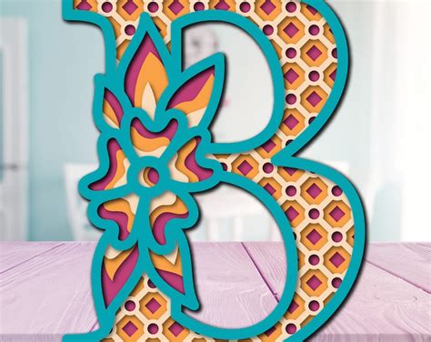 Layered Letter B Svg Floral Alphabet Dxf Letters D Etsy