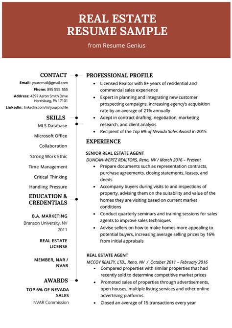 Real Estate Agent Resume And Writing Guide Resume Genius