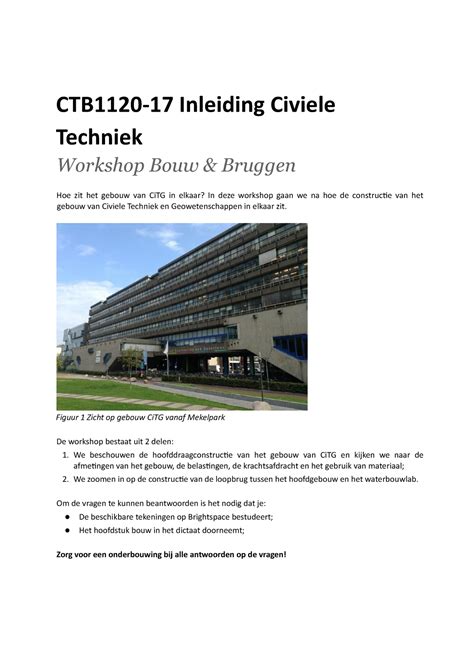 Antwoorden Bouw Bruggen CTB1120 17 Inleiding Civiele Techniek