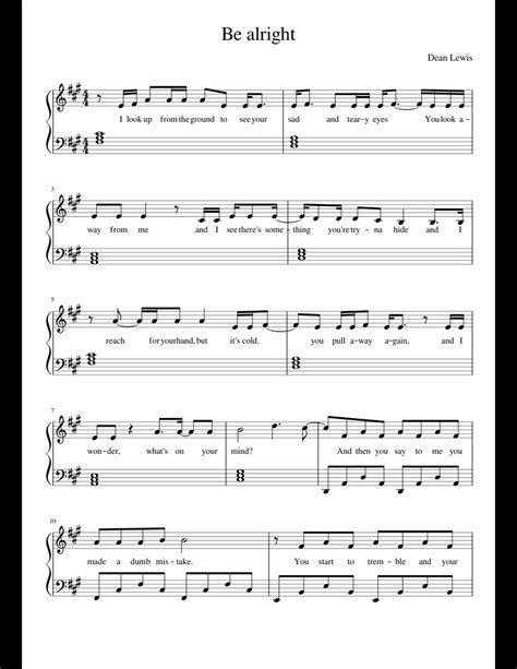 Be Alright Sheet Music For Piano Download Free In Pdf Or Midi