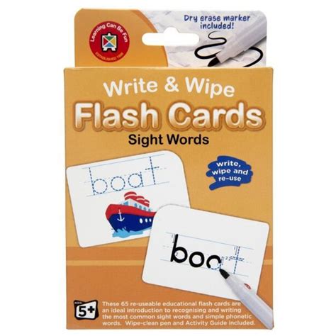 Write And Wipe Sight Words Flash Cards With Marker Educational Toys