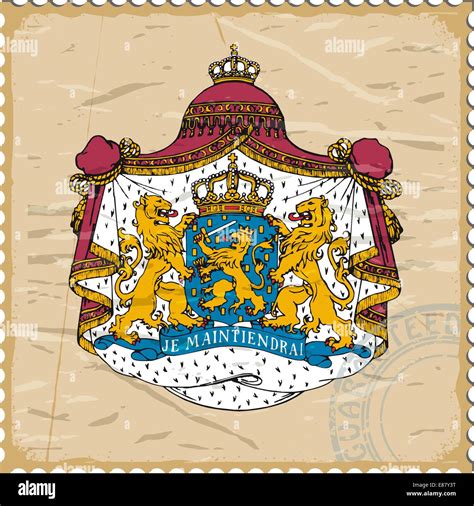 Coat Of Arms Of Netherlands On The Old Postage Stamp Stock Vector Image