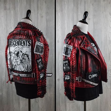 Custom Punk Rock Jacket Hand Painted Studded Jacket From Shredded