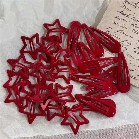Red Y2k Hair Clips Etsy