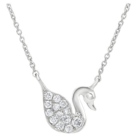 Luxle Open Space Swan Diamond Pendant Necklace In K White Gold For