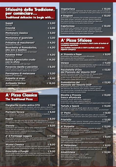 Menu Antica Pizzeria Verace Nettuno