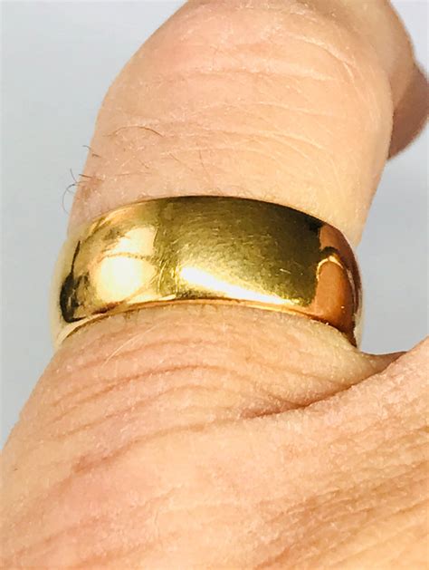 Stunning Heavy Antique Ct Gold Wide Band Wedding Ring Hallmarked