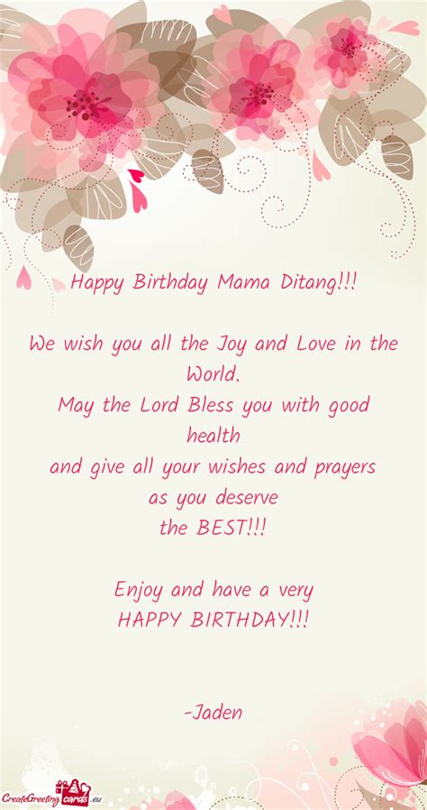 Happy Birthday Mama Ditang - Free cards