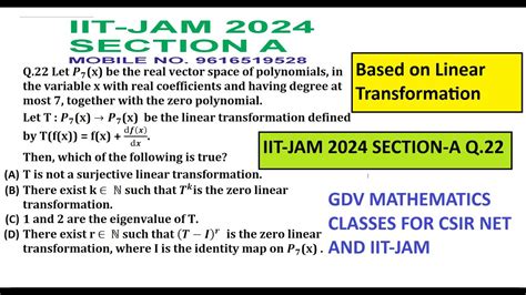 IIT JAM MATHEMATICS 2024 SECTION A QUESTION NO 22 SOLUTION IIT JAM