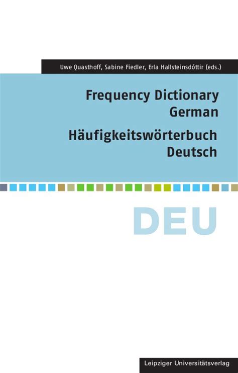 Frequency Dictionary German Leipziger Universit Tsverlag