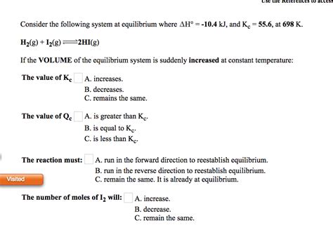 Solved Consider The Following System At Equilibrium Where Chegg