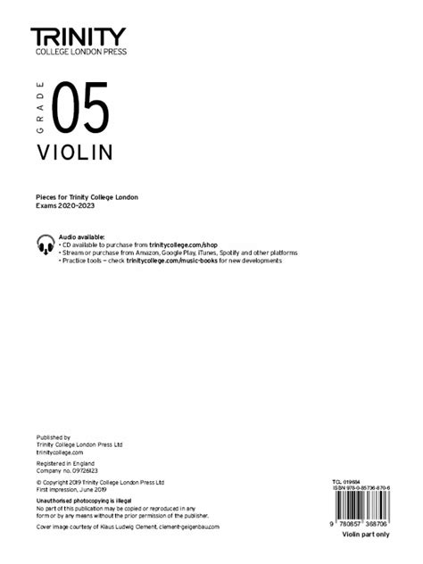 Trinity College London Violin Exam Pieces 2020 2023 Grade