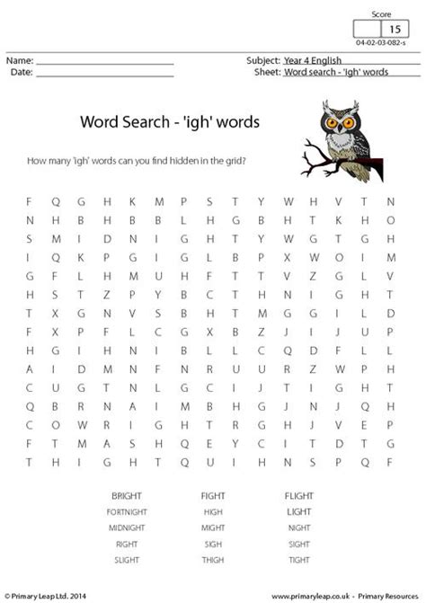 Literacy Word Search Igh Words Worksheet Primaryleap Co Uk