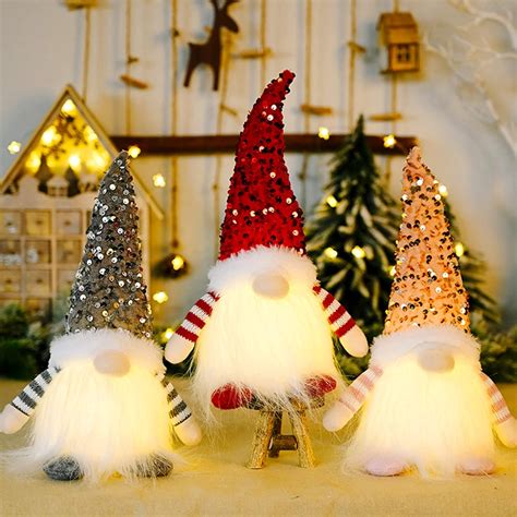 Lutin De No L Pi Ces Gnome De Noel Peluche Lumineux Decoration Noel