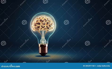 Human Brain Lightbulb New Ideas Concept Generative AI Stock