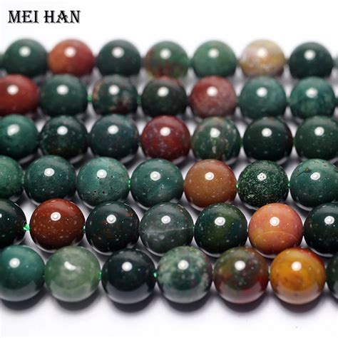 Meihan Wholesale Natural Heliotrope Blood Stone Round Loose Beads Stone