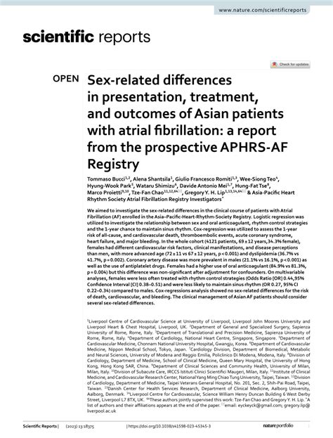 Pdf Sex Related Differences In Presentation Treatment And Outcomes