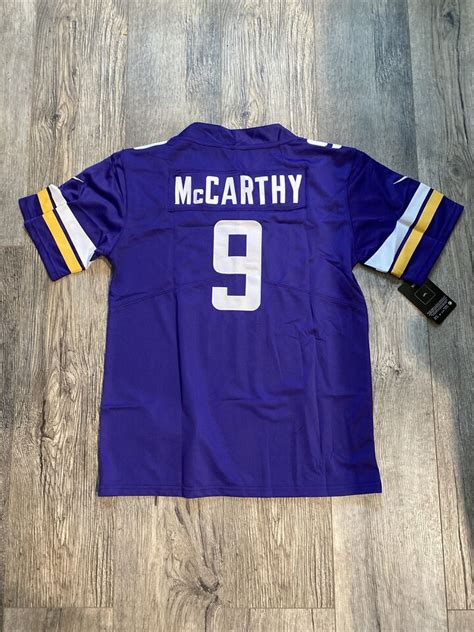 9 J J McCarthy Stitched Youth LARGE Purple Jersey Minnesota Vikings