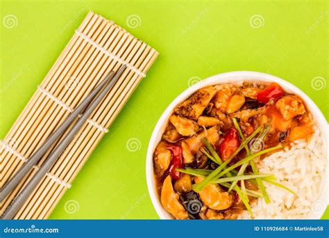 Cantonese Style Sweet And Sour Chicken With Rice Stock Photo Image Of