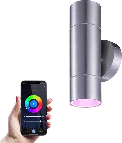 Hoftronic Smart Dax Smart Wandlamp Voor Buiten RVS Besturing Via