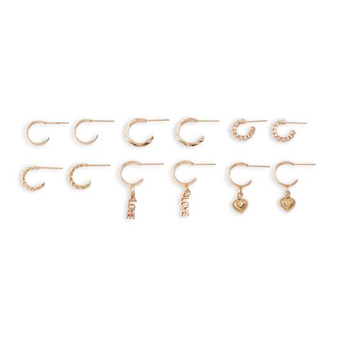 6 Pack Gold Hoop Earrings 3091049 Truworths