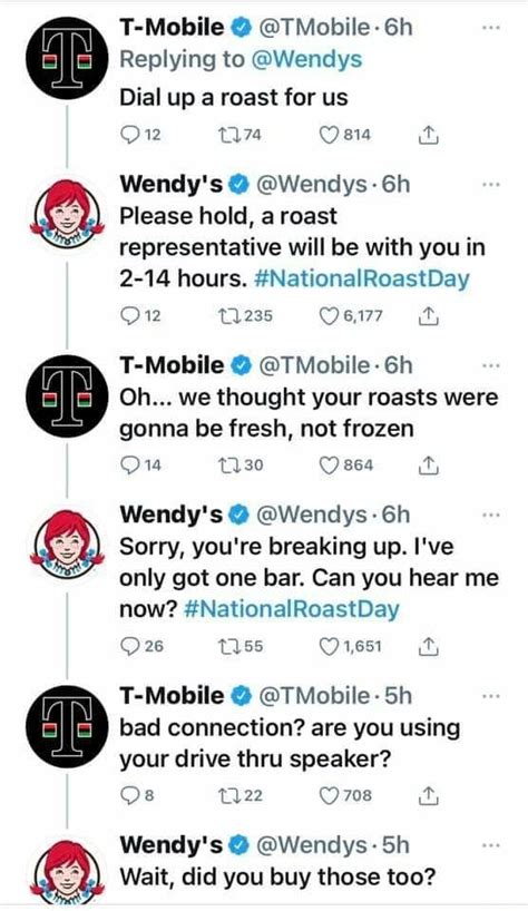 T Mobile Tmobile Replying To Wendys Dial Up A Roast For Us Ow