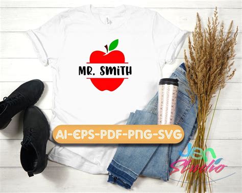 Apple Name Frame Svg Teacher Svg School Svg Apple Svg Etsy