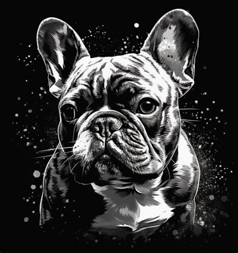 French Bulldog Clipart - black and white images by Happy Paws Art