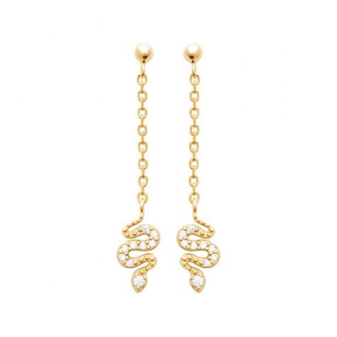 Boucles D Oreilles Pendantes Cha Nette Serpent Plaqu Or Oxyde