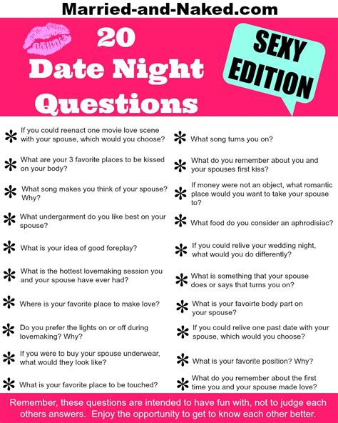 20 Sexy Date Night Questions For Married Couples Free Printable From