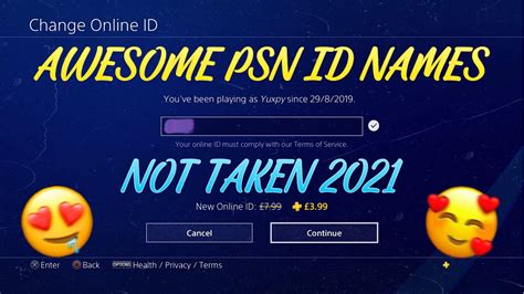 AWESOME PSN ID NAMES NOT TAKEN 2021 YouTube