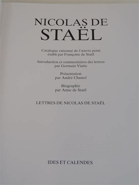 Nicolas de Staël Catalogue Raisonné de L oeuvre peint Label Emmaüs