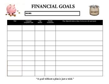 37 setting financial goals worksheet - support worksheet