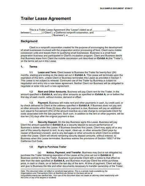 Trailer Rental Agreement Template