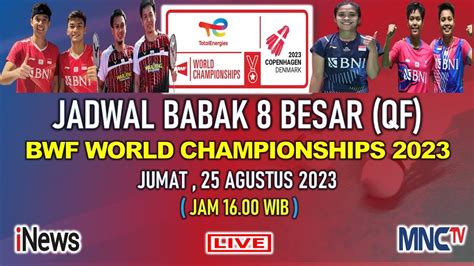 JADWAL LENGKAP BABAK 8 BESAR DAY 5 BWF WORLD CHAMPIONSHIPS 2023 HARI