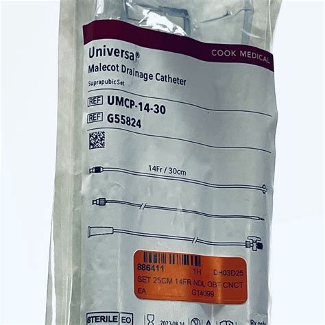 New COOK MEDICAL G55824 Universal Malecot Drainage Catheter Disposables