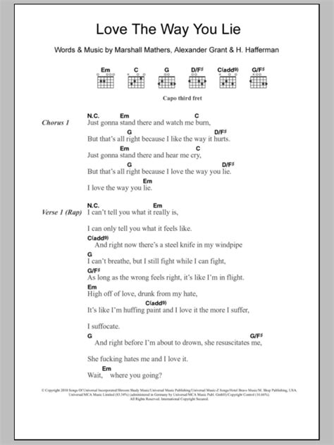 Love The Way You Lie by Eminem - Guitar Chords/Lyrics - Guitar Instructor