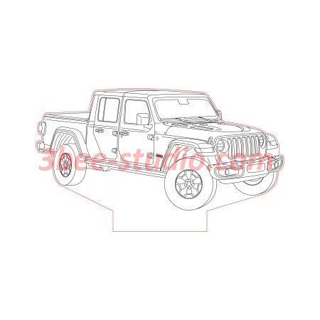 2020 Jeep Gladiator pickup 3d illusion lamp plan vector file - 3Bee Studio