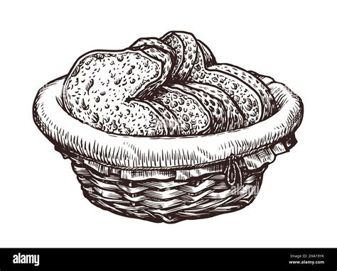 Sliced Pieces Of Bread In Basket Food Bakery Vector Illustration