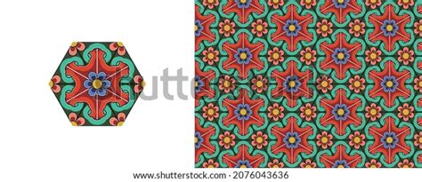 Dancheong Korean Traditional Decorative Patterns Temples Stock Vector Royalty Free 2076043636