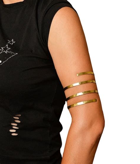 Gold Spiral Upper Arm Cuff Bracelet Simple Gypsy Arm Band Etsy