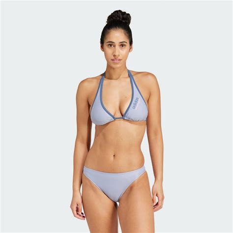 Adidas Padded Sportswear Neckholder Bikini Silver Violet Pink Spark