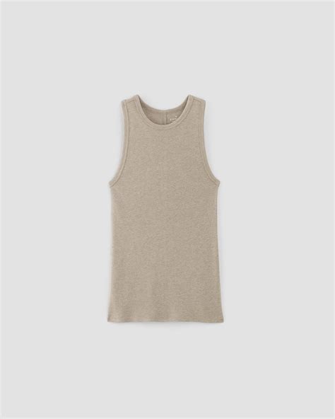 The Luxe Rib Racerback Tank Heathered Tan Everlane