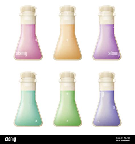 Icons Set Of Colorful Chemical Flasks Stock Vector Image Art Alamy