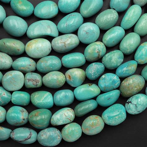 Genuine Natural Light Blue Green Turquoise Freeform Nugget Pebble Bead