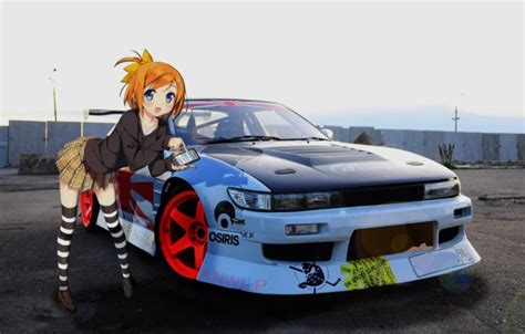 Photo Wallpaper Car, Machine, Girl, Anime, Jdm, Anime, - Jdm Anime Girl ...