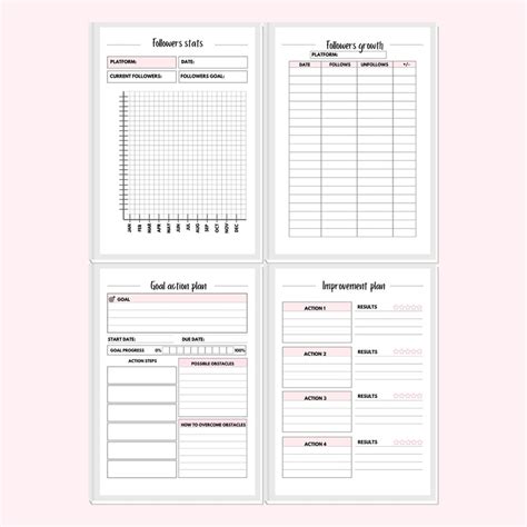 Social Media Planner Printable Facebook Tracker Instagram Etsy