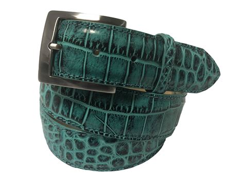 Alligator Skin Handpainted Belt Turquoiseblack Fresco Golf