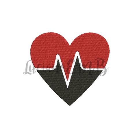 Heart Beat Embroidery Design Sizes Formats Design Instant Etsy