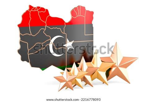 Libyan Map Five Stars Rating Quality Stock Illustration